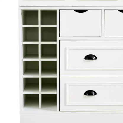 Garde-manger de cuisine autoportant Whisen de 180 cm de haut, grand buffet de salle à manger avec 4 portes pliantes, étagères, porte-bouteilles