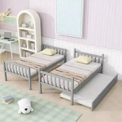 Lit superposé moderne en bois, double sur double avec lit gigogne, convertible en 2 lits