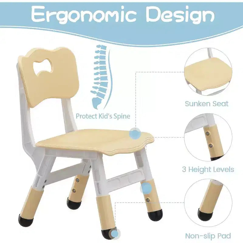 Table et 6 Chaises pour Enfants - Table d'Activités et de Repas à Hauteur Réglable pour Tout-Petits de 3 à 10 Ans, 136 kg