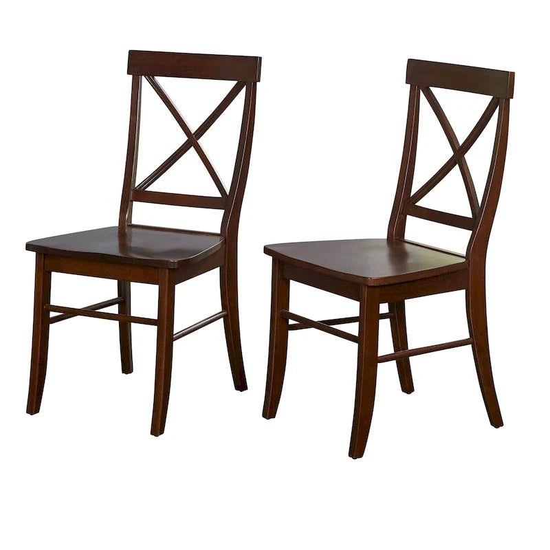 Set di 2 sedie da pranzo in legno di gomma, design a X-Back, capacità 113 kg, finitura opaca
