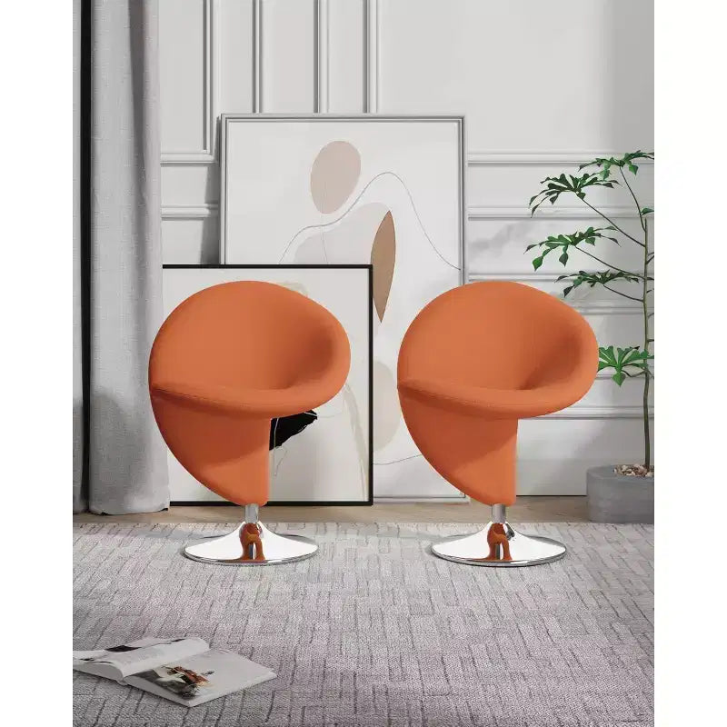 Ensemble de 2 fauteuils pivotants d'appoint Curl en mélange de laine - Manhattan Comfort