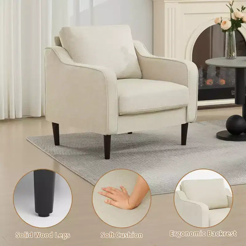 Poltrona accent mid-century, sedie moderne e comode per soggiorno, poltrona imbottita, sedia laterale comoda, per camera da letto e soggiorno