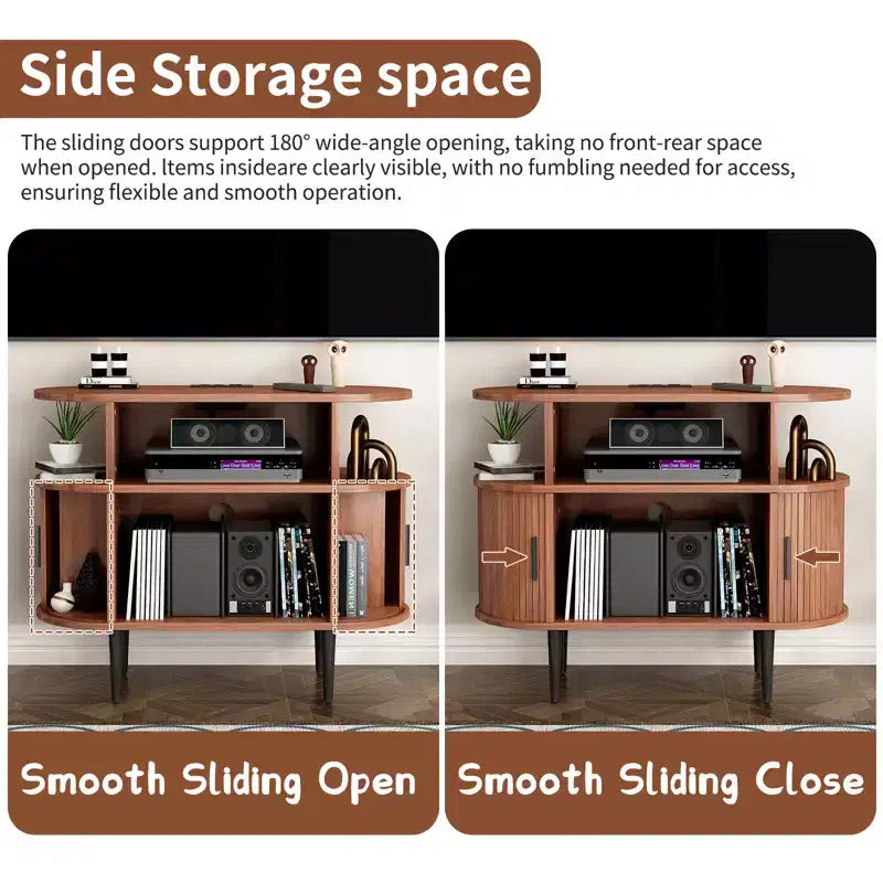 Mobile GDFStudio Emerson in legno per giradischi stile Mid-Century Modern
