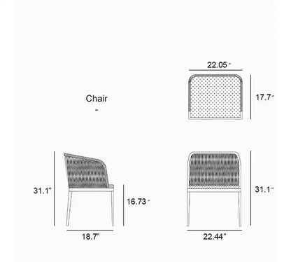 Ensemble de salle à manger d'extérieur PURPLE LEAF en osier tout temps avec table, cadre entièrement en aluminium pour pelouse, jardin, terrasse avec coussins