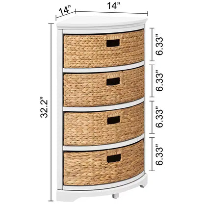 Tavolino angolare eHemco Hampton Meadows a 4 ripiani con fianchi a X e 4 cesti in vimini