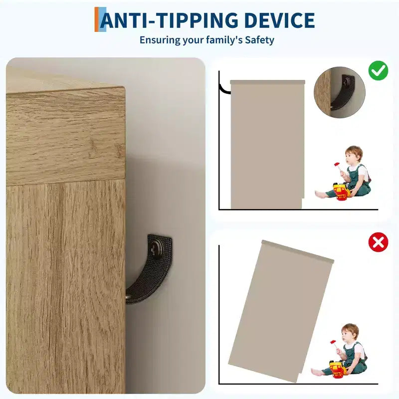 Armadio Guardaroba, 109,98 cm H, in Legno, con 4 Cassetti e Asta Appendiabiti, Rovere Naturale Grigio