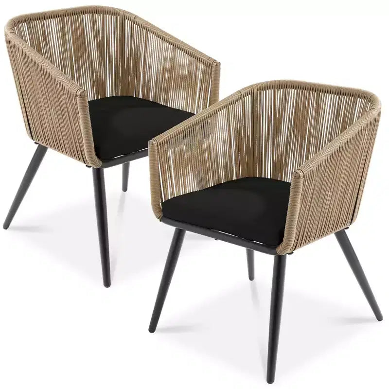 Lot de 2 chaises de salle à manger d'extérieur Best Choice Products, en osier tressé, capacité de 113 kg