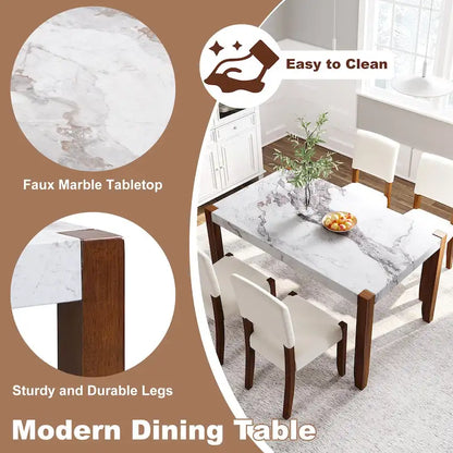 Set da pranzo moderno 5 pezzi con tavolo rettangolare e sedie