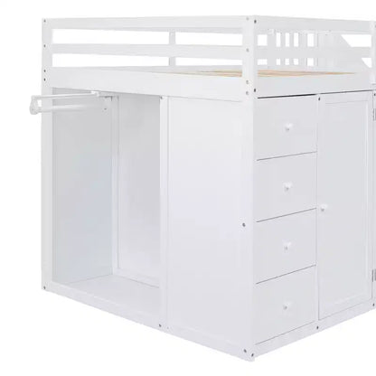 Letto a soppalco intero in pile orsetto con mensola portaoggetti e cassetti, letto a soppalco alto in legno con scrivania versatile per camera da letto