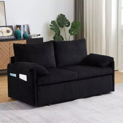 Divano Letto Convertibile in Velluto a Coste 3-in-1 con Letto Estraibile 64.5