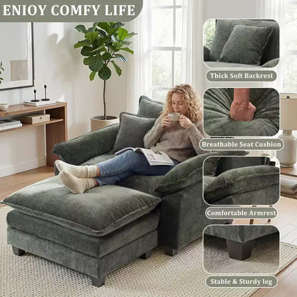 Poltrona a sacco oversize in ciniglia EHMKNP con pouf