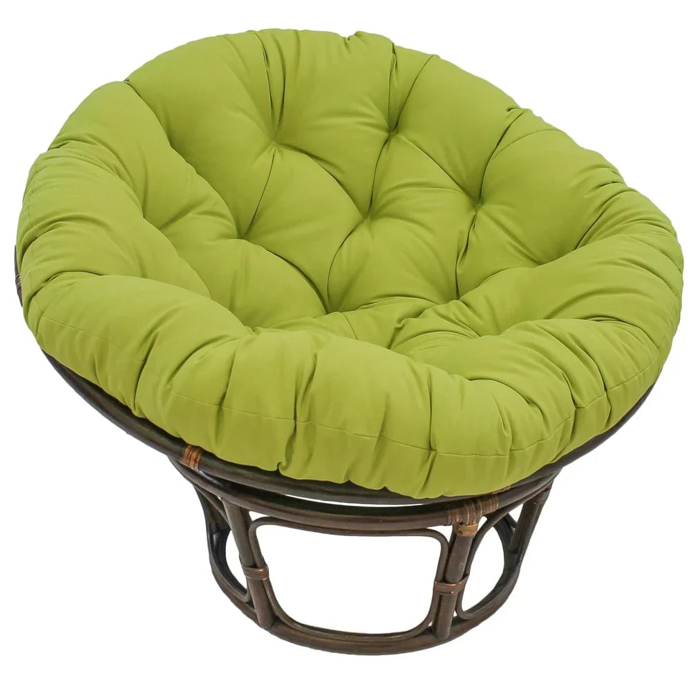 Poltrona Papasan Bali da 42 pollici in rattan con cuscino in twill