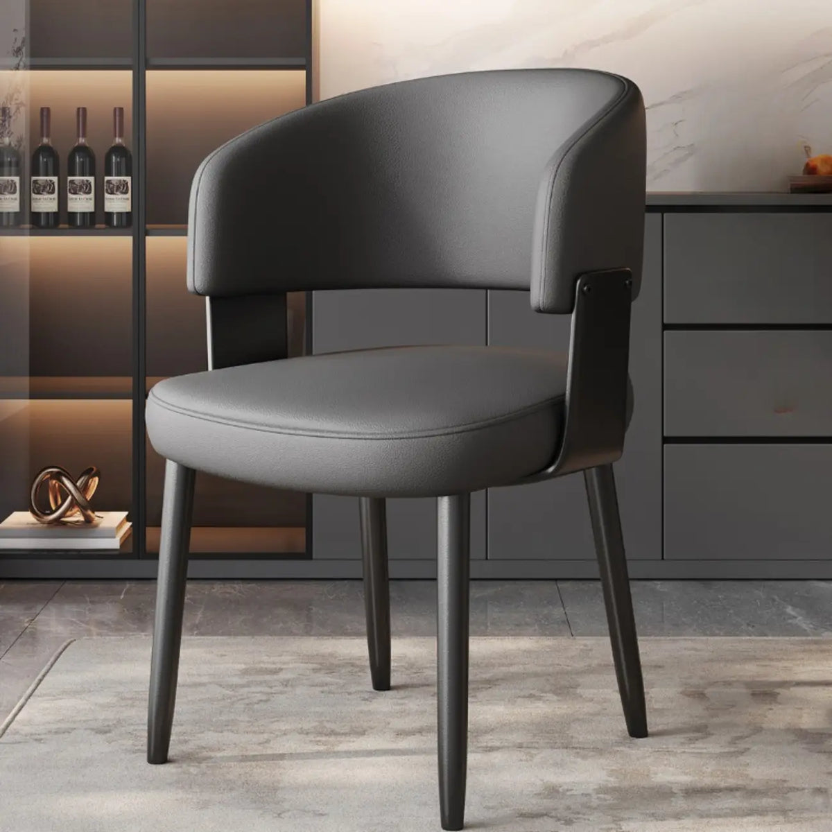 Sedia da pranzo moderna glamour rivestita in pelle