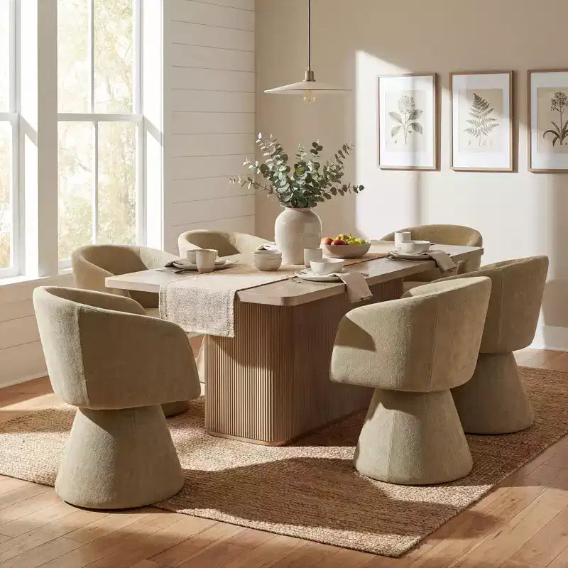 Ensemble de salle à manger 7 pièces Yodsak moderne en bois et métal avec chaises pivotantes à 180° Christopher Knight Home