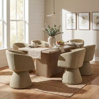 Ensemble de salle à manger 7 pièces Yodsak moderne en bois et métal avec chaises pivotantes à 180° Christopher Knight Home
