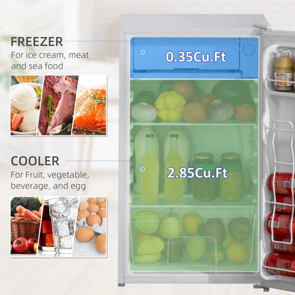 HOMCOM Mini-réfrigérateur de 90,6 L avec congélateur, Réfrigérateur compact à porte unique avec thermostat réglable pour chambre