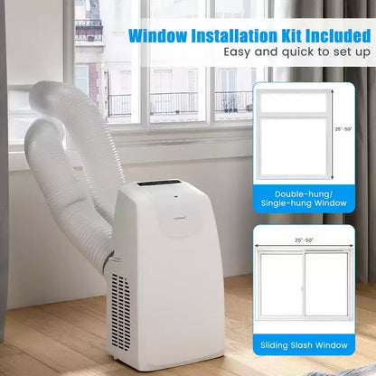 Costway Climatizzatore Portatile a Doppio Tubo da 8000 BTU (11.500 BTU ASHRAE) Unità AC 3-in-1 con Telecomando