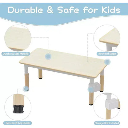 Table et 6 Chaises pour Enfants - Table d'Activités et de Repas à Hauteur Réglable pour Tout-Petits de 3 à 10 Ans, 136 kg