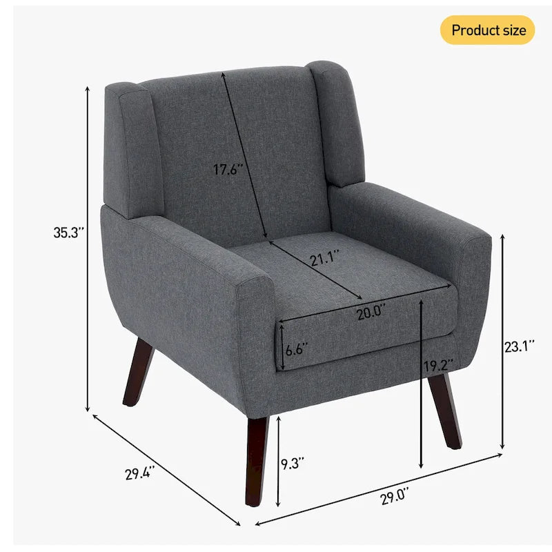 Fauteuil d'appoint en lin, à oreilles, lot de 2