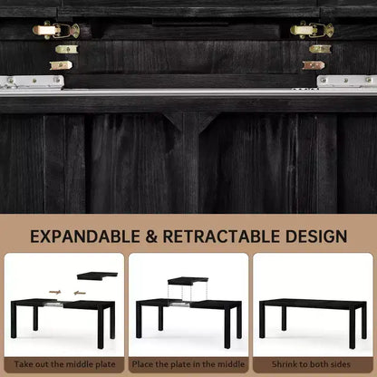 Set da Pranzo Moderno - Tavolo 80" + 6 Sedie Imbottite, Struttura in Legno Massello, Capacità Tavolo 400 libbre, Facile Montaggio