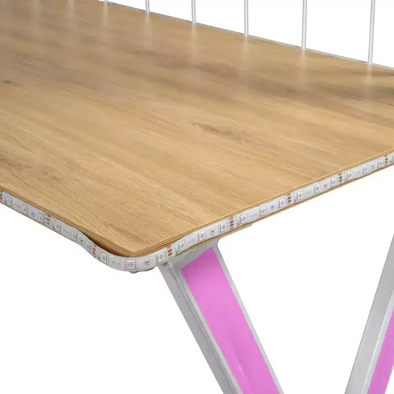 Lit mezzanine en métal Whisen 94''L x 40.9''W avec poste de travail intégré, armoire, escalier de rangement et LED, sécurité garantie