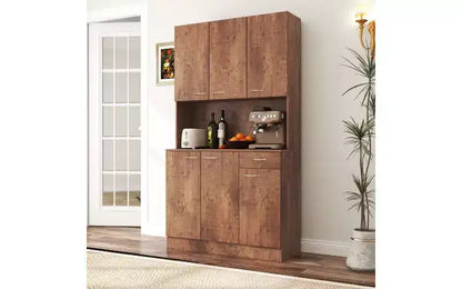 Mobile Contenitore a 6 Ante, Armadio Alto 180 cm e Mobile da Cucina con Cassetto e Ripiano Aperto, Credenza da Cucina e Mobiletto per Camera da Letto in MDF