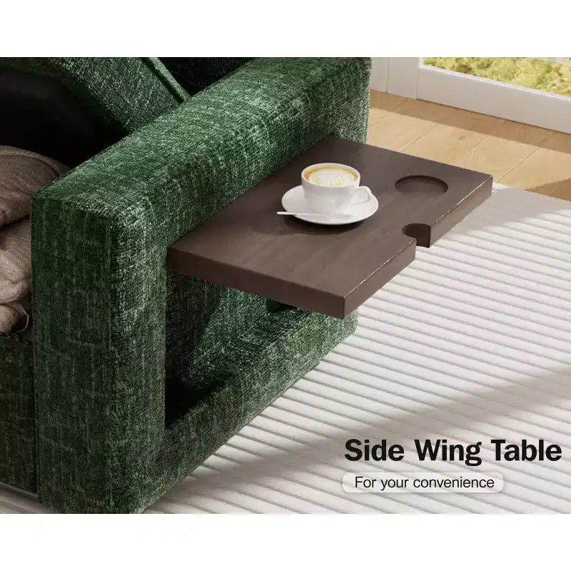 Divano componibile Dyonery a 8 posti a U con letto estraibile/schienale reclinabile/porte USB/tavolo/vano contenitore, montaggio senza attrezzi