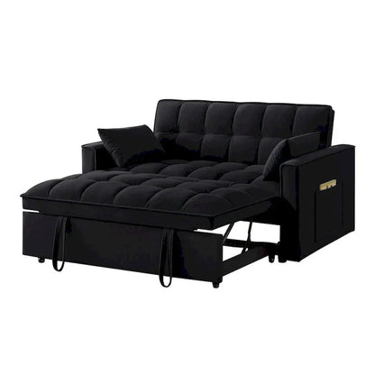 Divano Letto Estraibile 4-in-1 - Divanetto in Velluto - Divano Letto Convertibile con Schienale Reclinabile, 2 Tasche Laterali