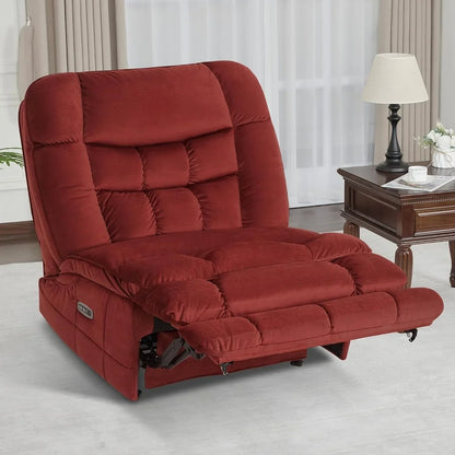 MCombo Poltrona Reclinabile Basculante Elettrica Oversize senza Braccioli con Doppio Motore, Reclinabile Zeroarms Perfetta per Soggiorno in Tessuto PR607