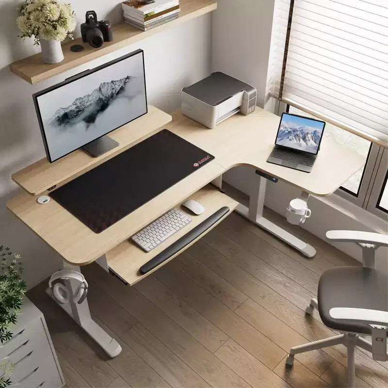 Scrivania angolare EUREKA ERGONOMIC 60x23 regolabile in altezza con set di accessori
