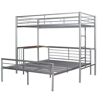 Lit superposé en métal une place sur deux places avec bureau, lit mezzanine une place avec lit inférieur double séparé pour enfants