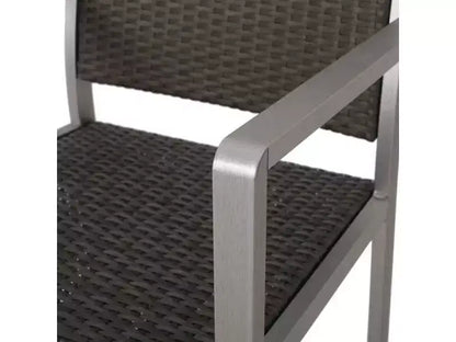Set bar da esterno Cape Coral 5 pezzi in vimini/metallo resistente alle intemperie con 4 sgabelli - Grigio - Christopher Knight Home