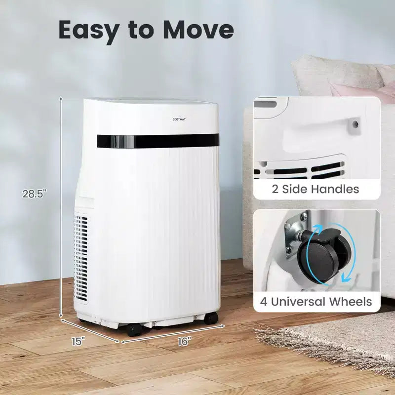 Costway Climatiseur portable 12000 BTU avec ventilateur et déshumidificateur, mode veille, minuterie 24h