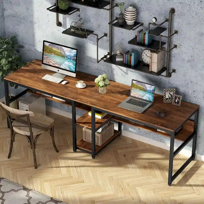 78.7 Bureau deux places, bureau double avec étagère