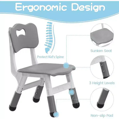 Table et 6 Chaises pour Enfants - Table d'Activités et de Repas à Hauteur Réglable pour Tout-Petits de 3 à 10 Ans, 136 kg