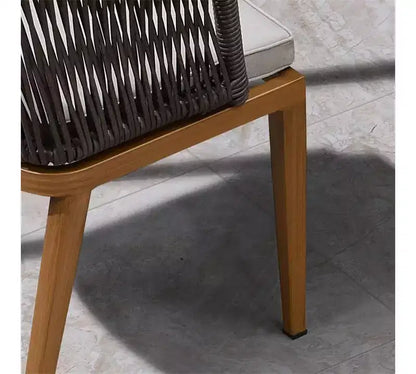 Ensemble de salle à manger d'extérieur PURPLE LEAF en osier tout temps avec table, cadre entièrement en aluminium pour pelouse, jardin, terrasse avec coussins
