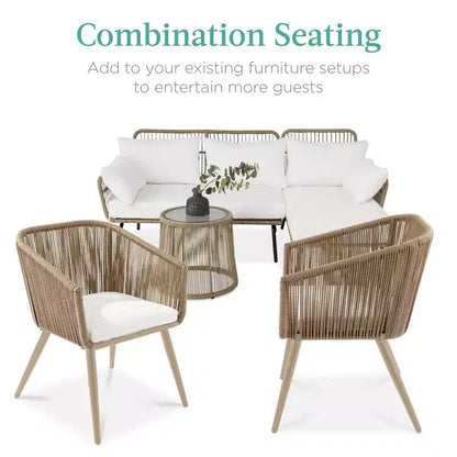 Lot de 2 chaises de salle à manger d'extérieur Best Choice Products, en osier tressé, capacité de 113 kg