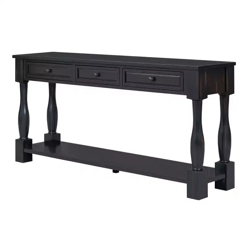Whisen Console Longue Rectangulaire en Bois de Style Méditerranéen avec Tiroirs et Étagère