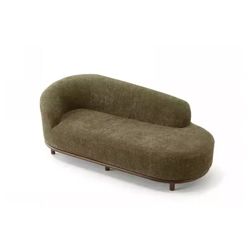 ModernLuxe Chaise Longue, Divano Moderno Metà Secolo con Struttura in Legno di Gomma, Daybed Orientato a Sinistra per Soggiorno