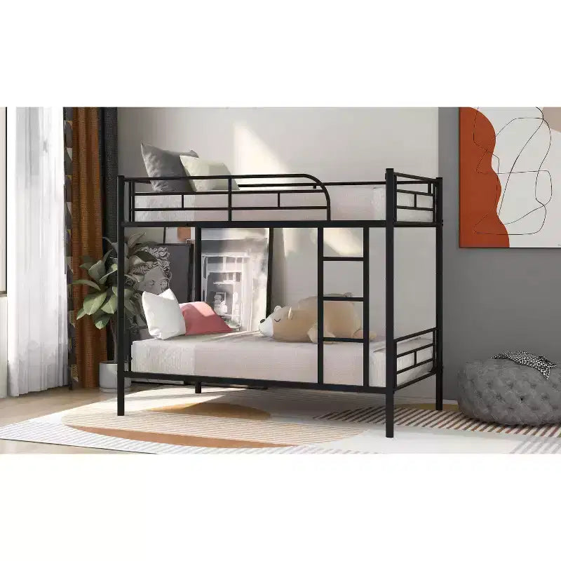 Letto a castello con scaletta e sponda di sicurezza Letti a castello in metallo per bambini, bambine, ragazzi, facile da montare, salvaspazio
