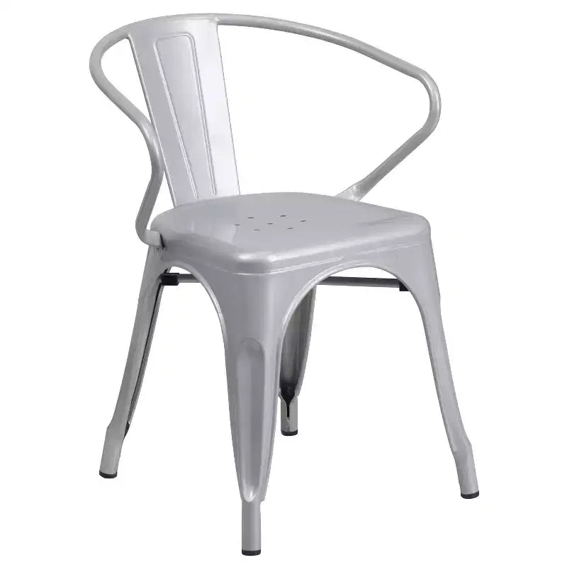 Ensemble table rectangulaire en métal qualité commerciale Emma et Oliver avec 6 chaises avec accoudoirs, pour l'intérieur et l'extérieur