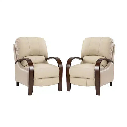 Lot de 2 fauteuils relax manuels en cuir véritable, inclinaison 159°
