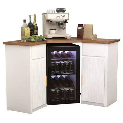 Mobile angolare da bar GDLF con spazio per il frigorifero, angolo bar per caffè per la casa