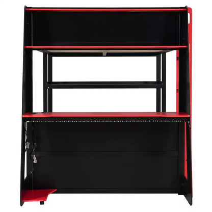 Luxystar Letto a soppalco completo da gaming con scrivania, mensole e luci