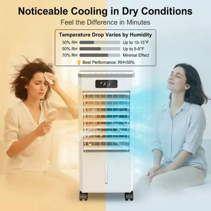 Raffrescatore Evaporativo Portatile da 7 litri con Telecomando, 3 Velocità, Timer e Ventilatore Oscillante per Casa e Ufficio