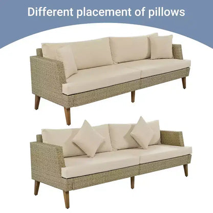 Whisen Set Divani 6 Pezzi in Vimini PE Resistente alle Intemperie, Divano da Esterno in Rattan con Doppi Cuscini
