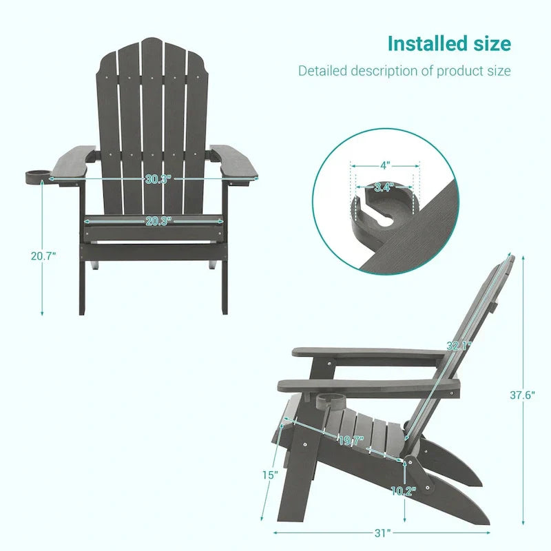 Bonosuki Set di 2 sedie Adirondack pieghevoli per patio e braciere