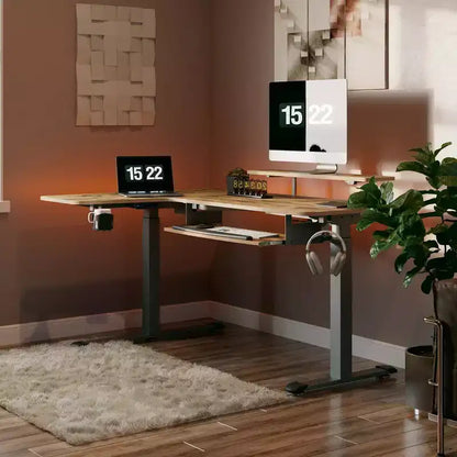 Scrivania angolare EUREKA ERGONOMIC 60x23 regolabile in altezza con set di accessori