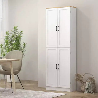 HOMCOM 67 Dispensa da Cucina Autoportante, Armadio Contenitore a 4 Ante con Ripiani e Ante Regolabili