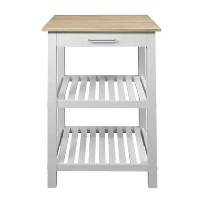 Sunrise Kitchen Island ¨C Hardwood Top, Sliding Drawer, Towel Rack & 2 Shelves